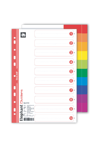 อินเด็กซ์ ตราช้าง รุ่น 310 1-10 10 สี กระดาษ A4