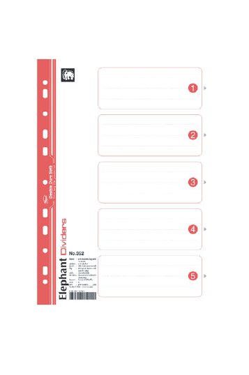 อินเด็กซ์ ตราช้าง รุ่น 352 1-5/ หยัก 5 สี กระดาษ A4 Double Dura Strib