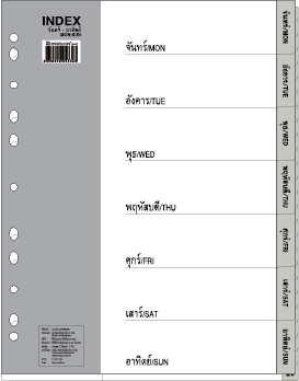 ชุดดัชนีพลาสติก เบนน่อน No.IX907 จันทร์/Mon-อาทิตย์/Sun/7 หยัก สีเทา